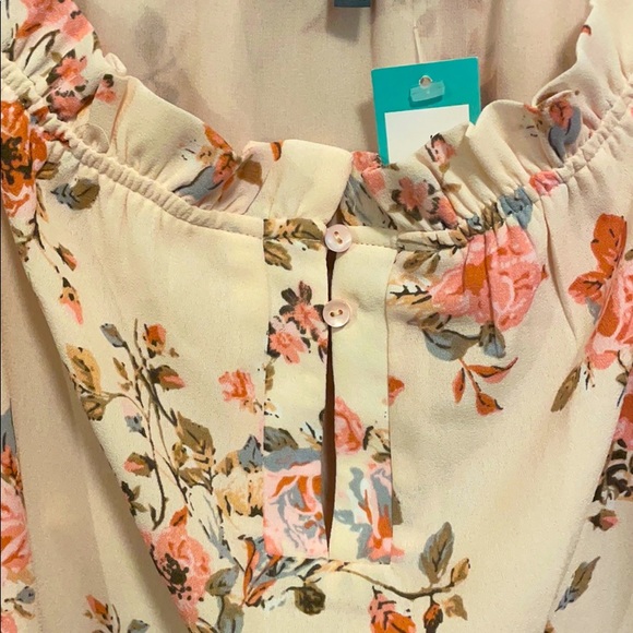 Brixon and Ivy Women’s Halter Blouse Blush Floral Small Spring Womens Top - Picture 11 of 13